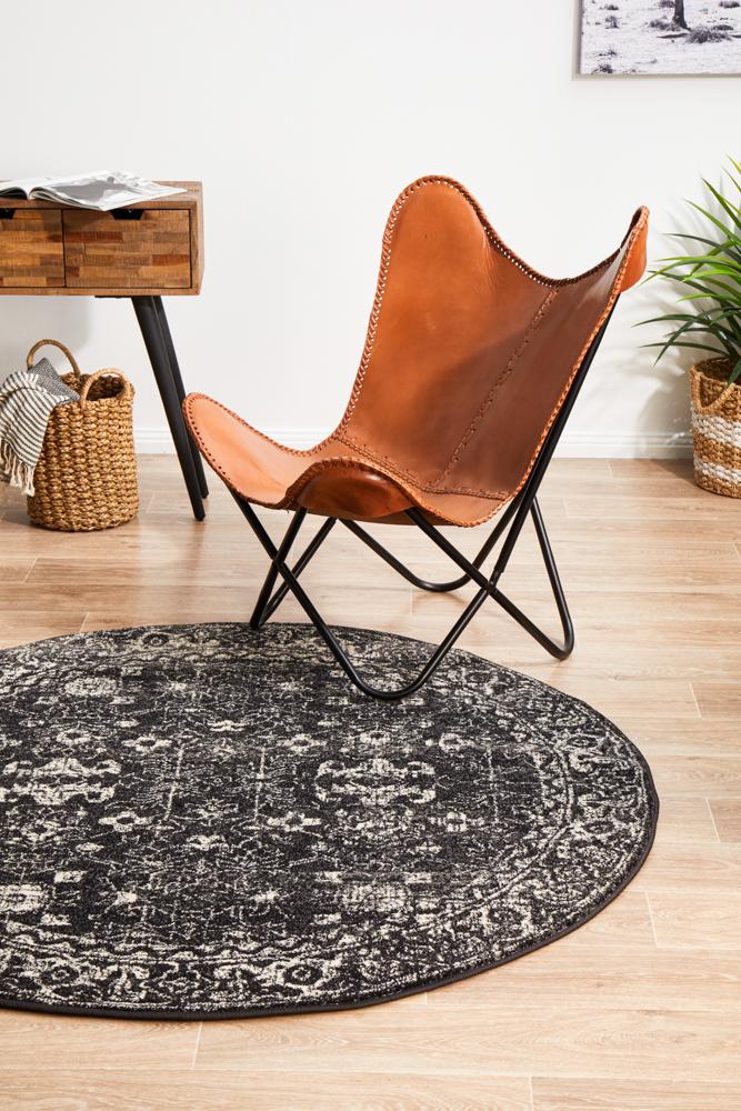 Evoke Estella Charcoal Transitional Round Rug