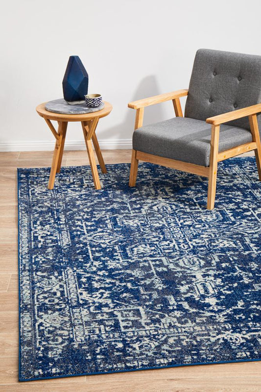 Evoke Contrast Navy Transitional Rug