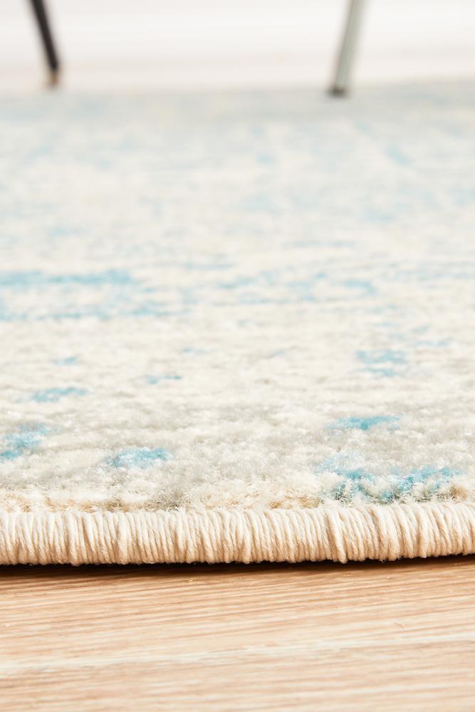 Evoke Glacier White Blue Transitional Round Rug