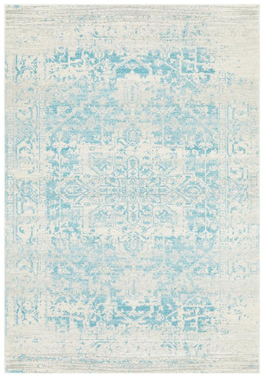 Evoke Glacier White Blue Transitional Rug