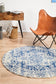 Evoke Horizon White Navy Transitional Round Rug