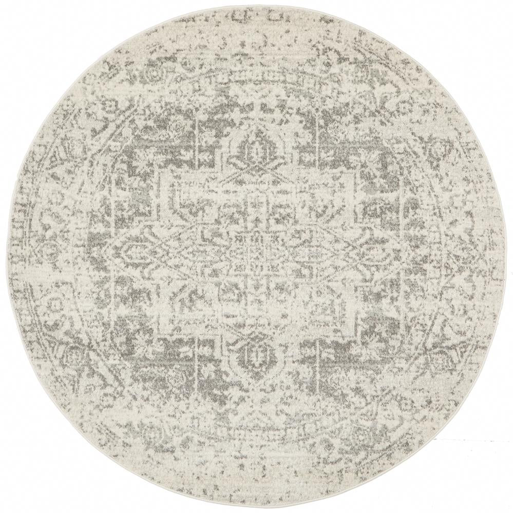 Evoke Dream White Silver Transitional Round Rug