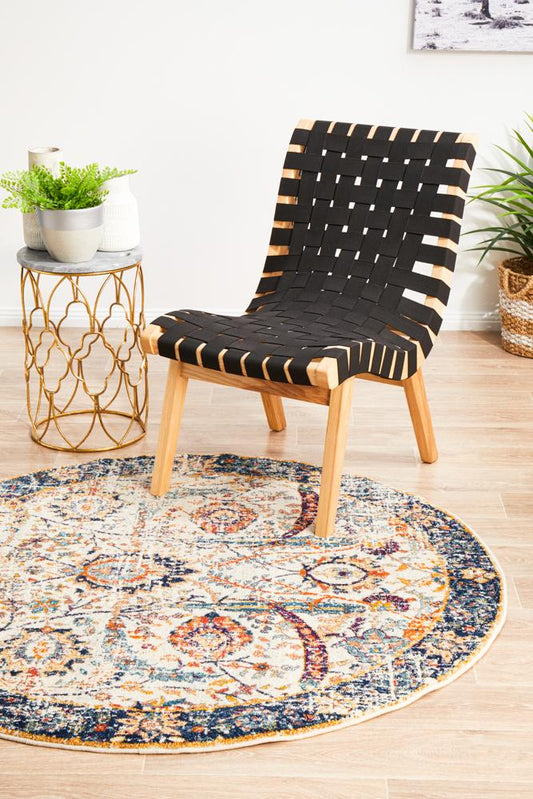 Evoke Peacock Ivory Transitional Round Rug