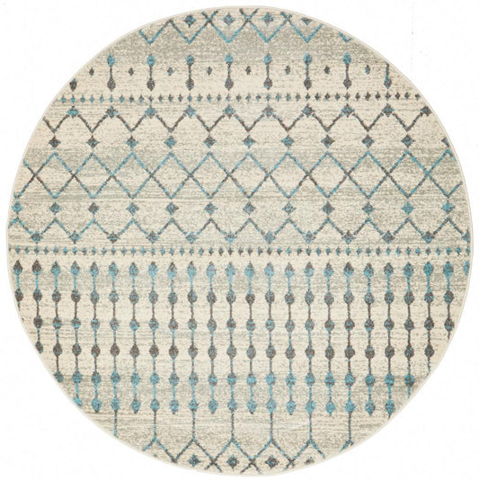 Evoke Slate White Transitional Round Rug