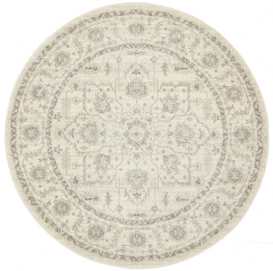 Evoke Winter White Transitional Round Rug