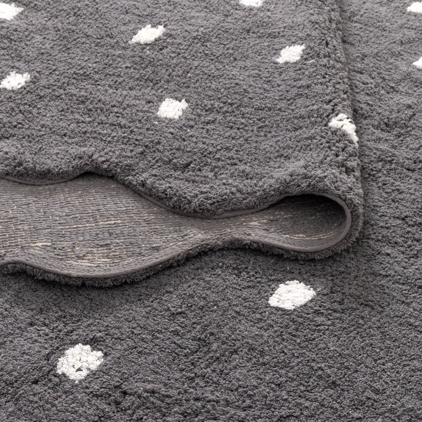 Mellow Rectangle Scalloped Kids Rug Grey: New Arrival
