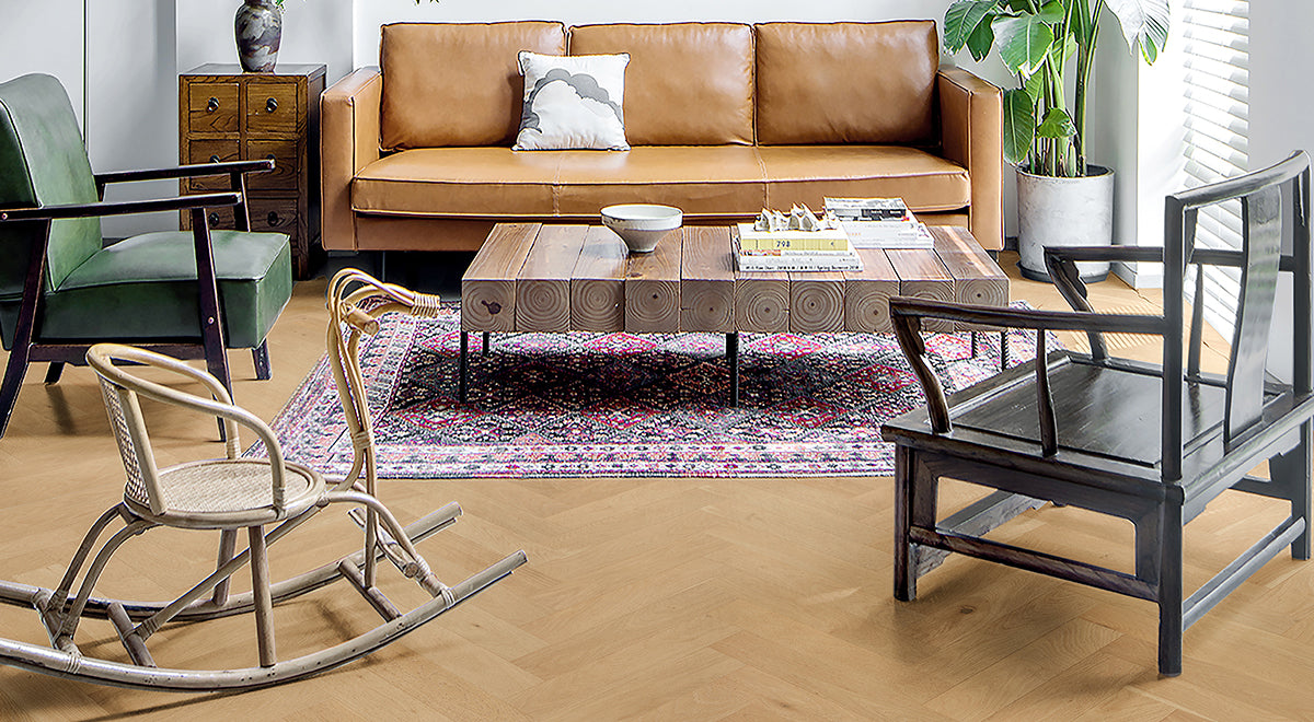 Meadows Engineered Oak 14mm - Toasted Almond Herringbone – room scene 1
