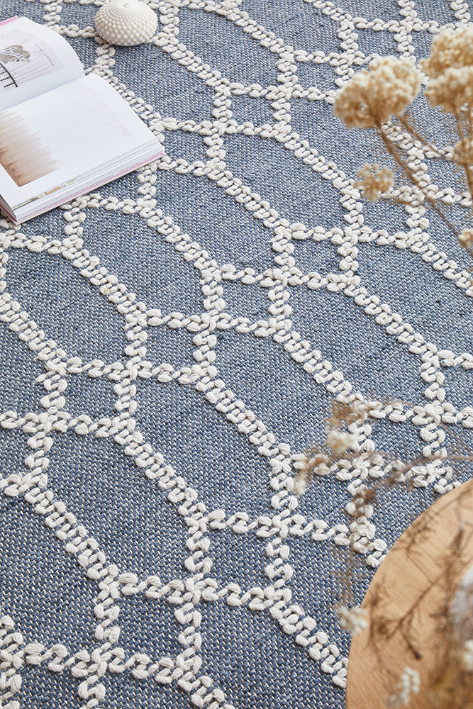 Krisha Tribal Trellis Rug Rustic Blue