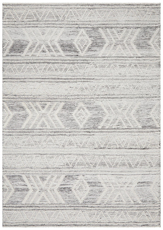 Esha Woven Tribal Rug Silver Grey