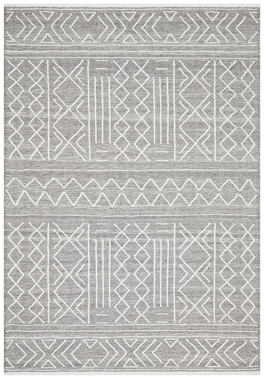 Arya Stitch Woven Rug Silver Grey