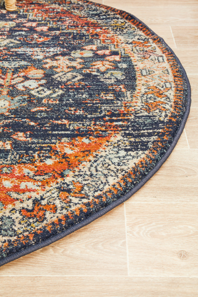 Legacy 854 Navy Round Rug