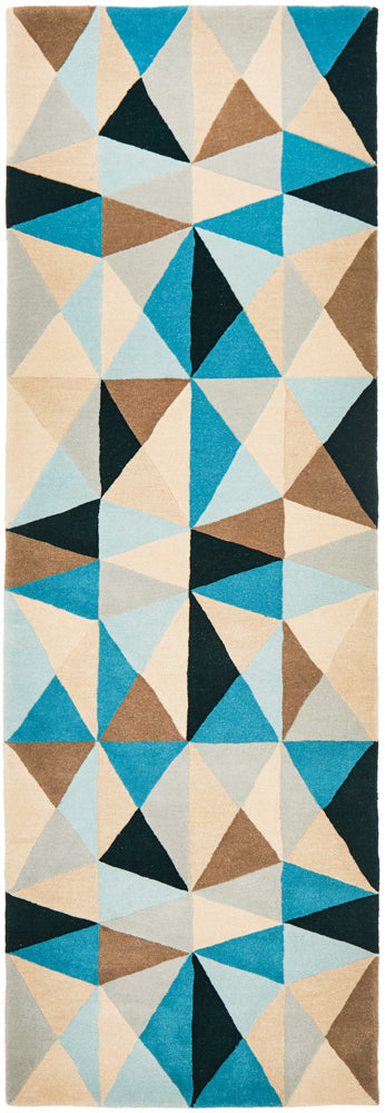 Matrix Pure Wool Turquoise Runner Rug