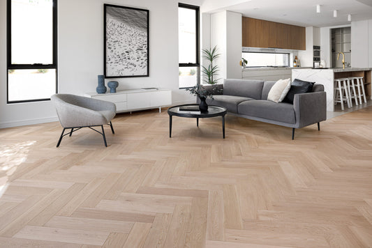 Pronto Engineered Oak Flooring - Herringbone Parchment