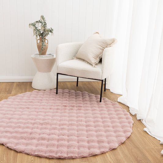 Purity Machine-Washable Round Rug Rose Pink