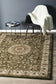 Sydney Collection Medallion Rug Green With Ivory Border
