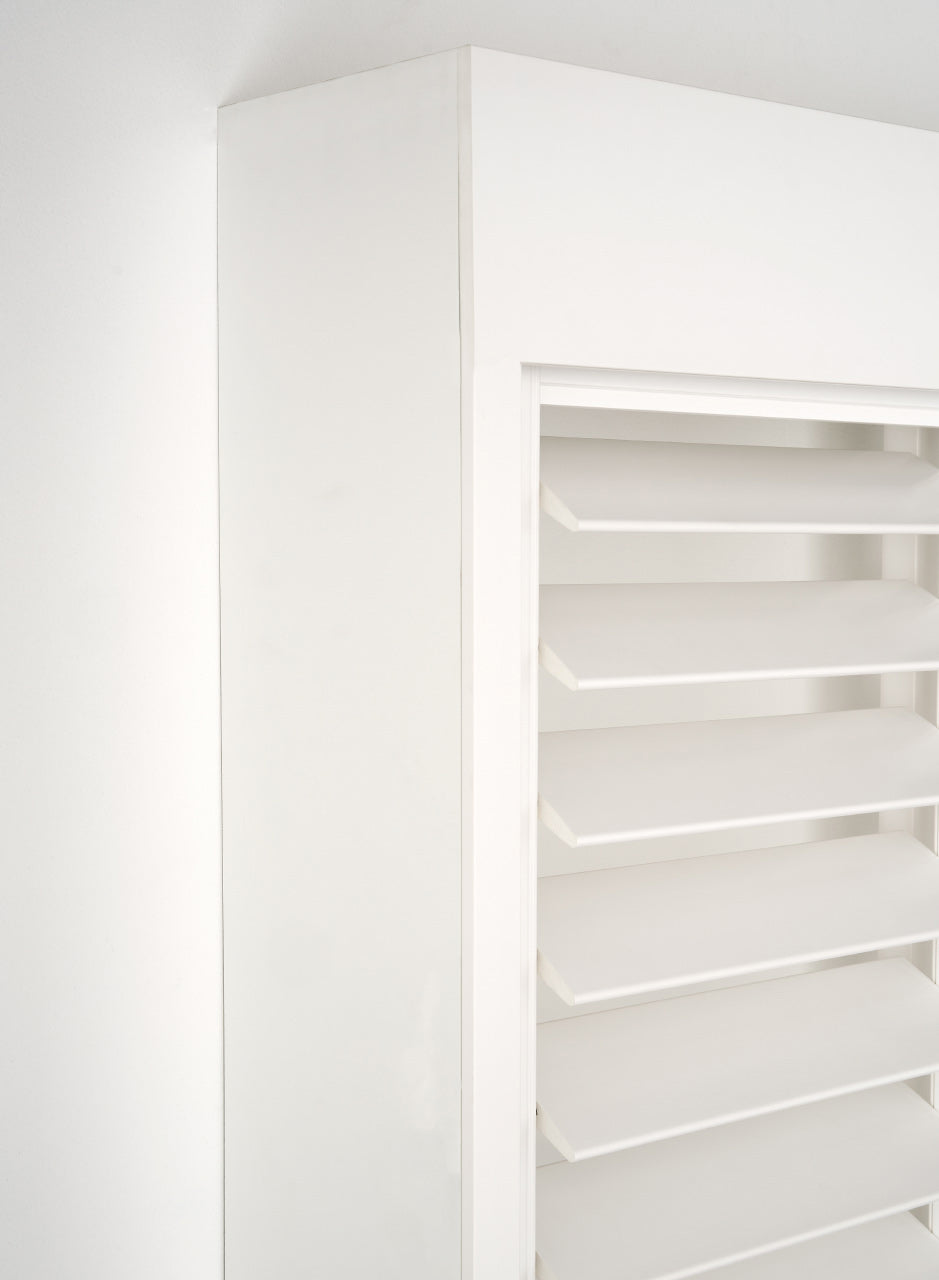 PVC plantation shutter sliding headboard and pelmet fascia