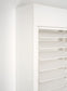 white teak plantation shutter sliding headboard and pelmet fascia