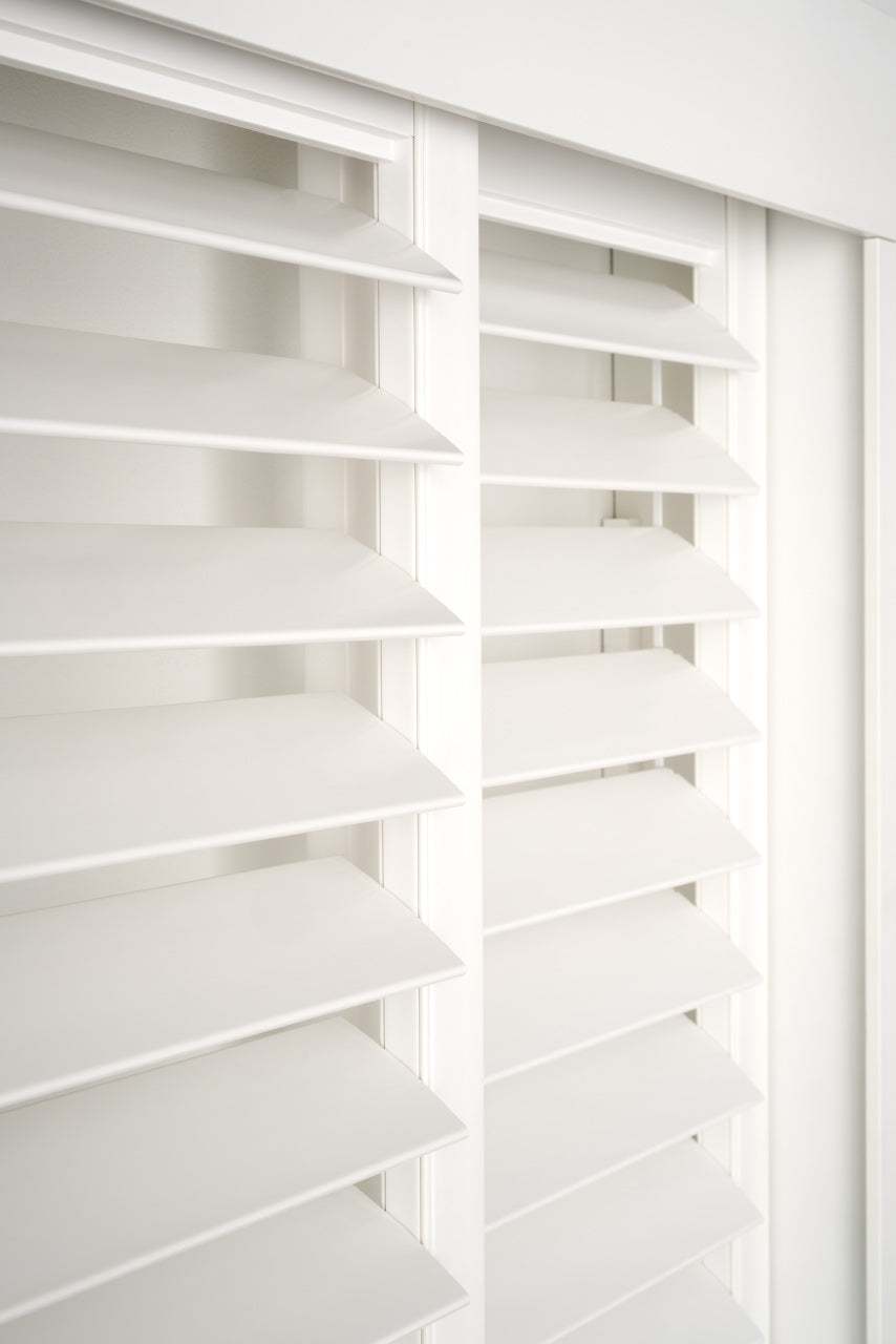 basswood plantation shutter sliding shutter closed