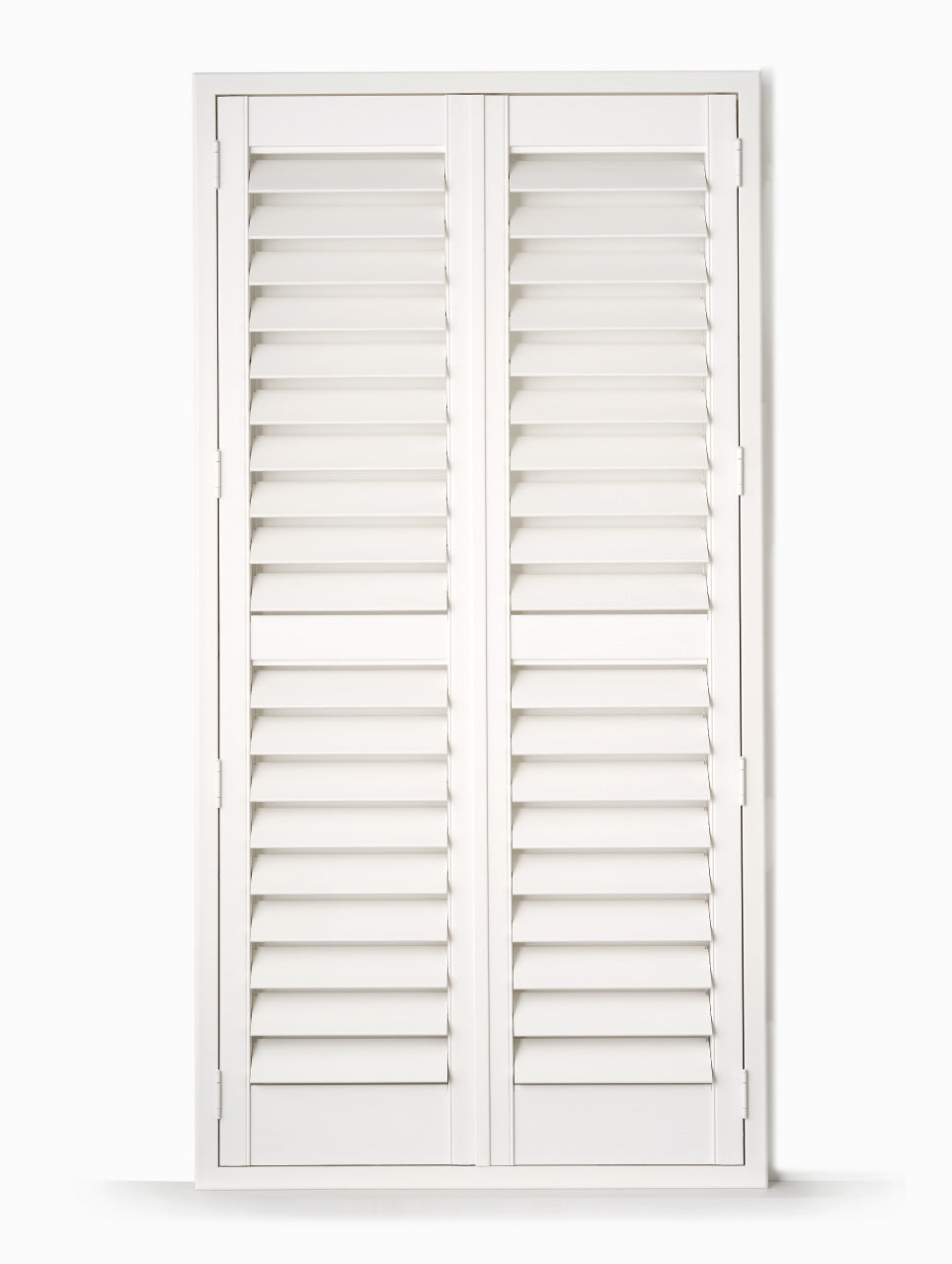 white teak plantation shutter hinged L frame