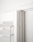 white teak plantation shutter hinge and hidden tilt bar