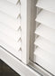 white teak plantation shutter sliding shutter