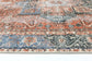Distressed Vintage Cezanne Terracotta Blue Washable Rug