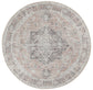 Distressed Vintage Cezanne Blush Washable Round Rug