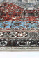 Loane Distressed Vintage Ruby & Sky Blue Washable Rug (with fringe)