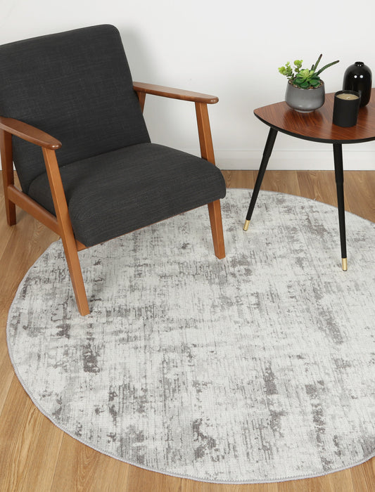 Abstract Evalina Grey Round Rug