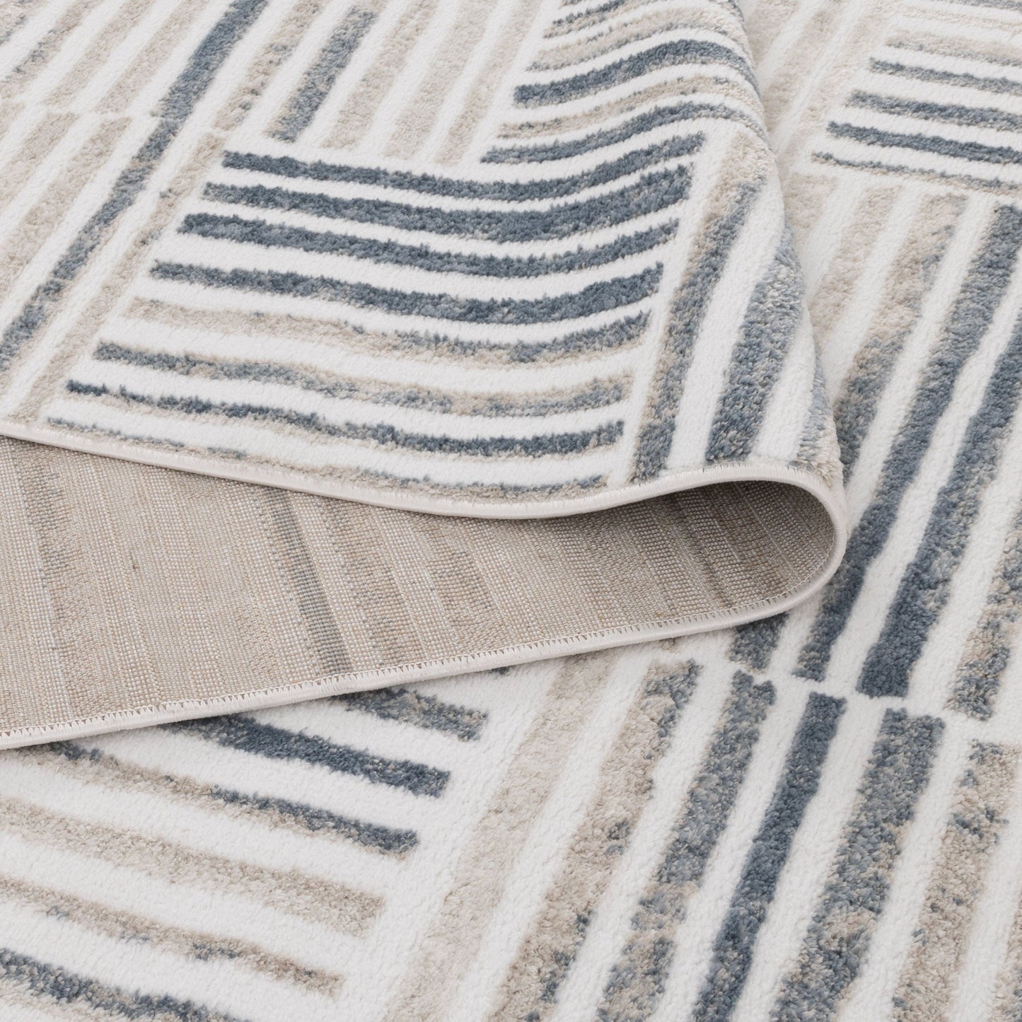 Wellington Geometric Lines Blue Rug