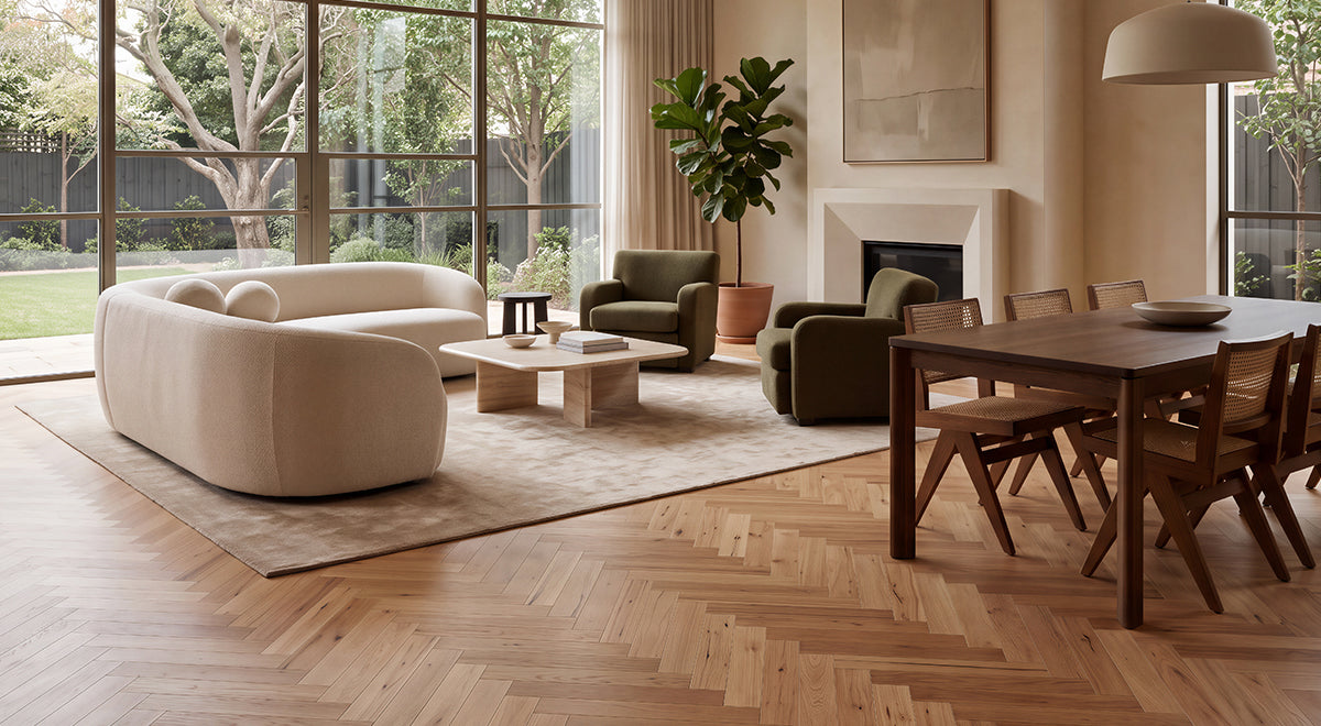 Australian Heritage Engineered Timber 14mm - Blackbutt Herringbone – room scene 1