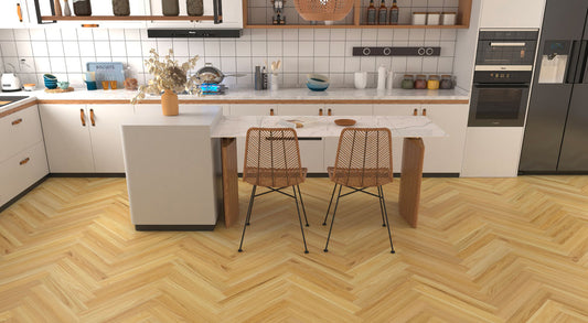 Everlast Laminate 10mm - Atlantic Blackbutt Herringbone – room scene 1