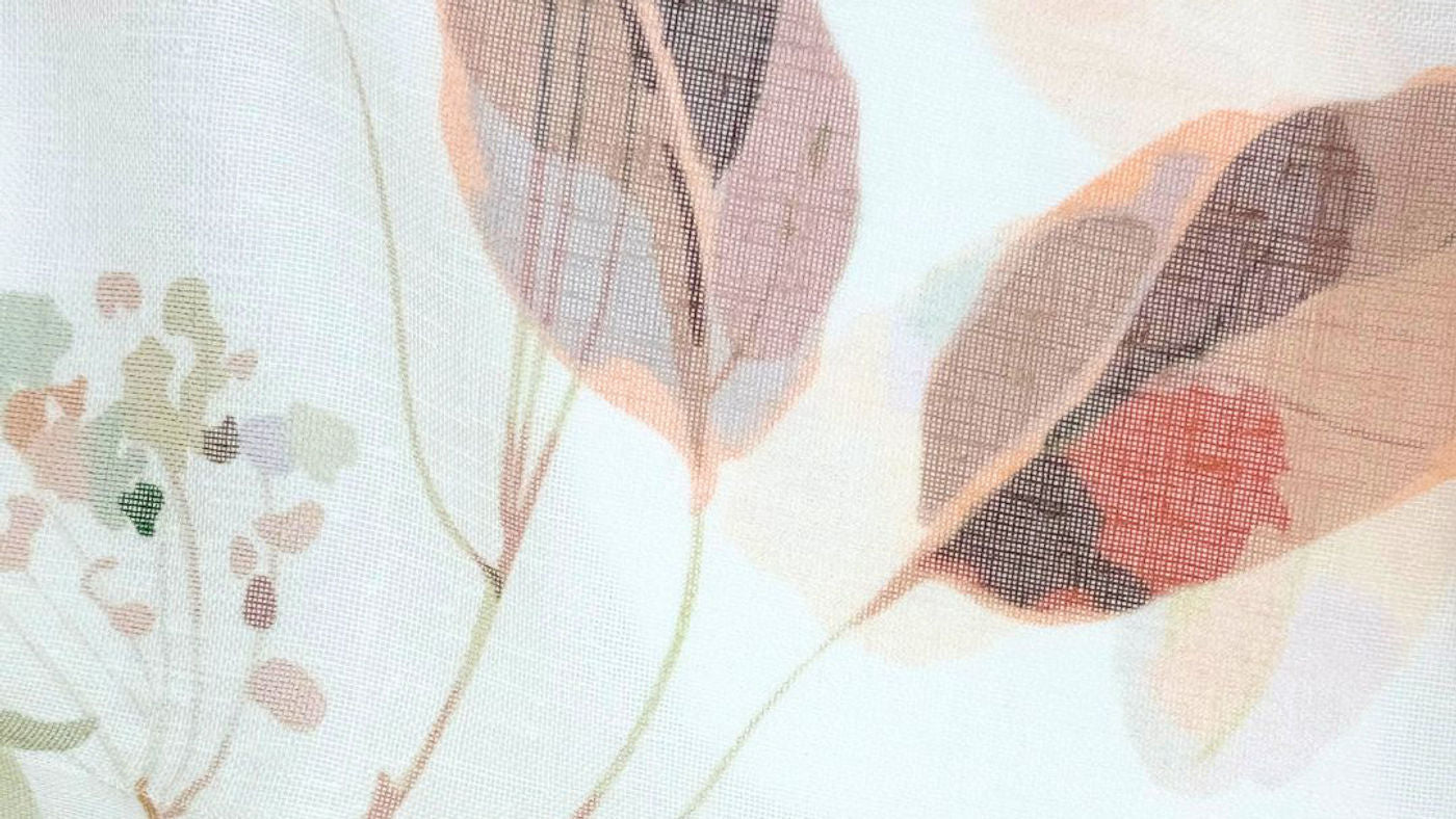 Renoir curtain fabric in Coral