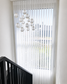 Luxx Shades Plain in White, vanes half open with pendant lights
