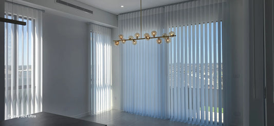 Luxx Shades installed on sliding doors in a Sydney dining room
