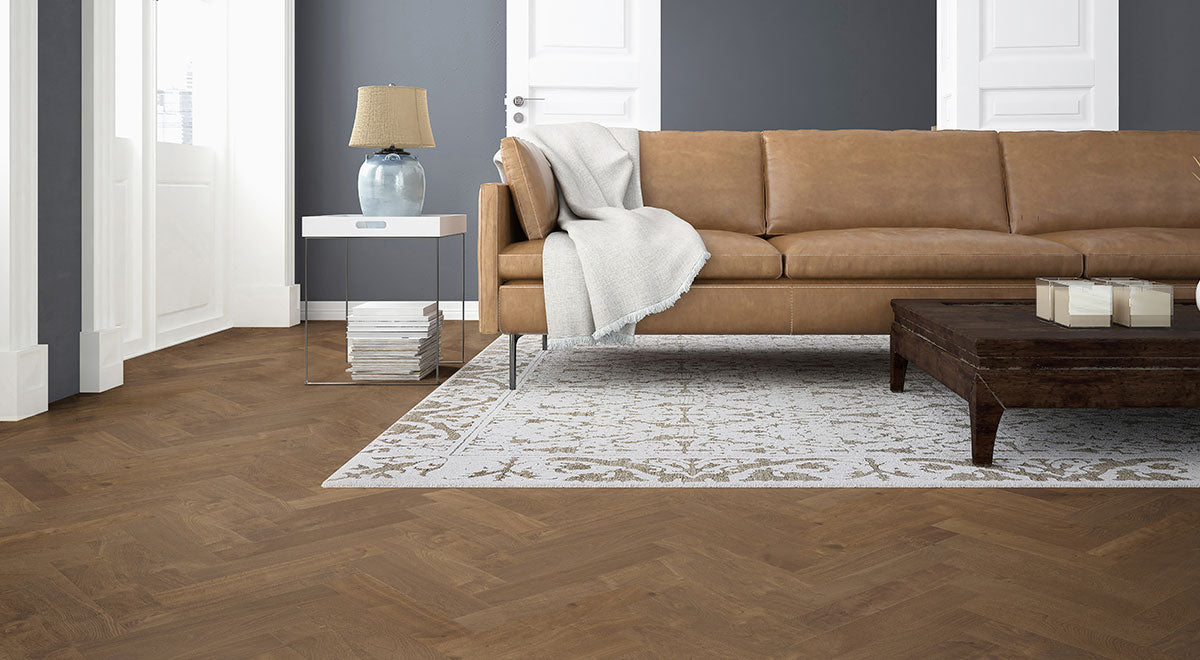 Earthlandia Engineered Oak 14mm - Sahara Herringbone – room scene 1