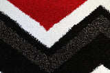 Valens Chevron Red Black Plush Pile Rug