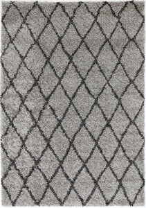 Siesta Diamond Grey Charcoal Shag Rug