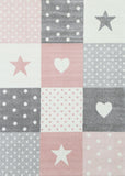 Nova Pink Grey Stars & Hearts Rug