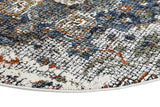 Roman Mosaic Medallion Grey Turquoise Round Rug