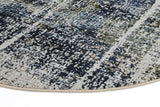Roman Mosaic Distressed Modern Navy Round Rug