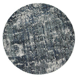 Roman Mosaic Solid Grey Turquoise Round Rug