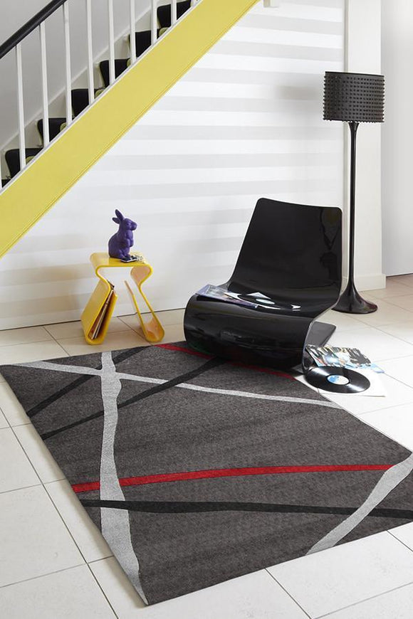 City Abstract Lines Rug Charcoal