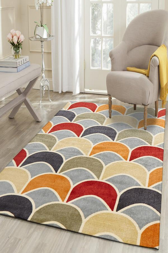 City Awesome Fish Scale Design Rug Blue Red