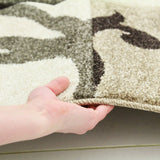 Icon Squares and Vines Runner Rug Beige Brown