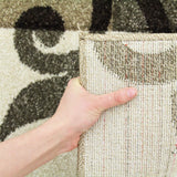 Icon Squares and Vines Runner Rug Beige Brown