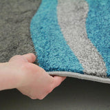 Icon Stunning Thick Wave Runner Rug Blue Grey