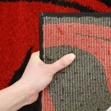 Icon Damask Leaf Design Runner Rug Red Black