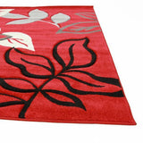 Icon Stunning Thick Leaf Runner Rug Red