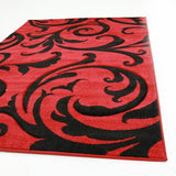 Icon Stunning Thick Damask Rug Red